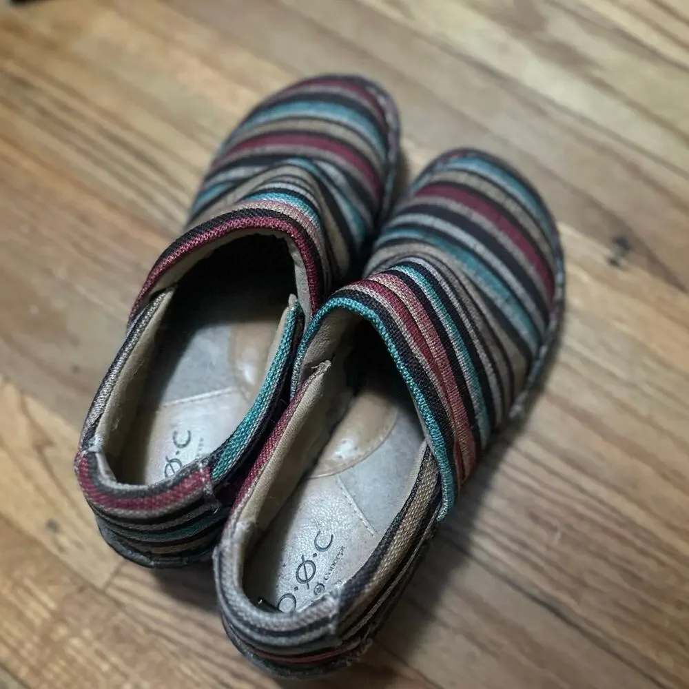 b.o.c. Nadiyya Multicolor Boho Striped Canvas Clogs Size 8M